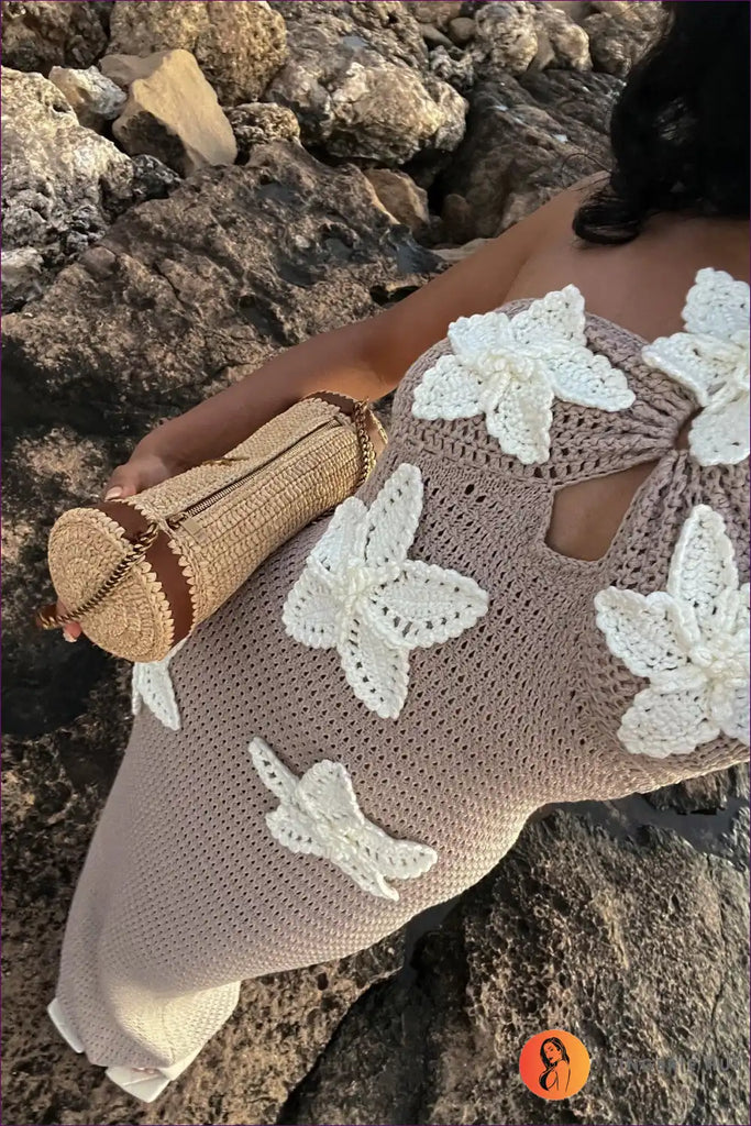 WW | Elegante blaue gehäkelte Maxikleid - Boho Chic