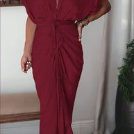 WW | Elegantes weißes drapiertes Midikleid - Zeitlos schick