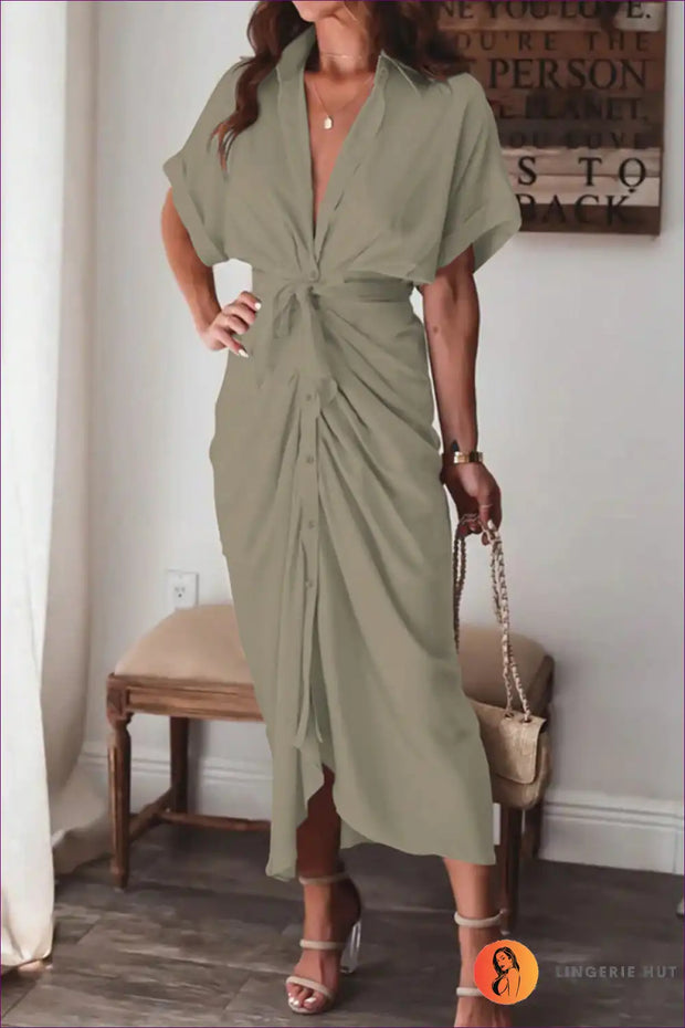 WW | Elegantes weißes drapiertes Midikleid - Zeitlos schick
