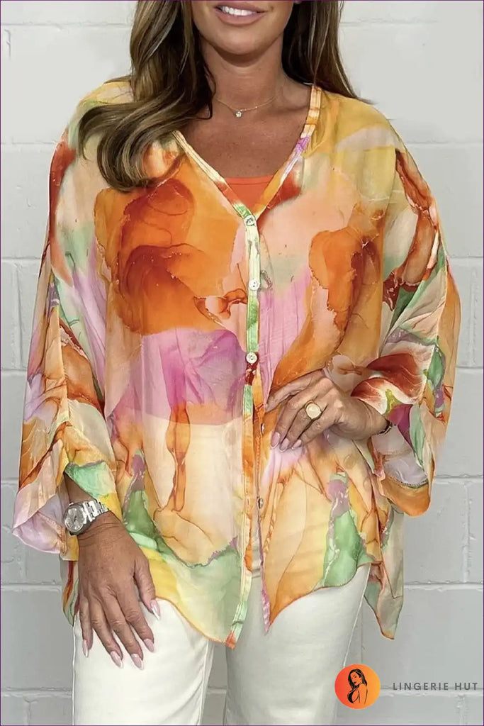 WW | Fließende Aquarellbluse – Luftige Eleganz in sanften Pastellfarben