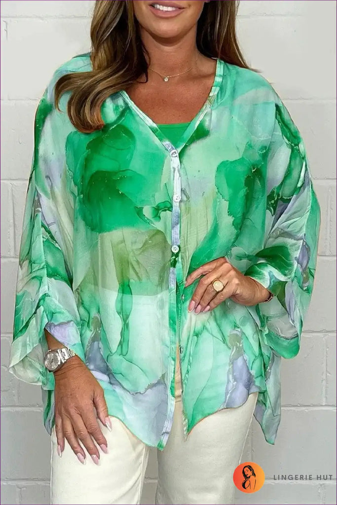 WW | Fließende Aquarellbluse – Luftige Eleganz in sanften Pastellfarben