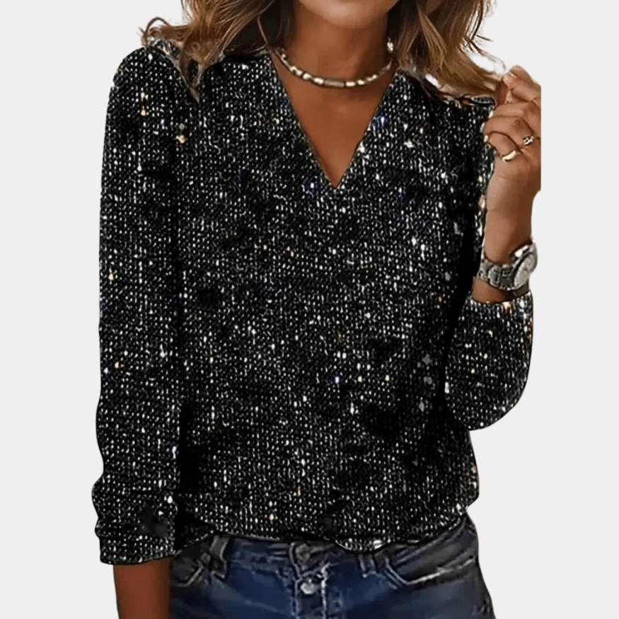 WW | Glittertop Mit V-Ausschnitt Elegante Damenbluse