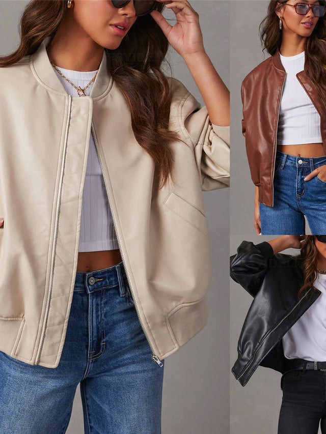 W&W Mode | Lockere Lederjacke für Damen