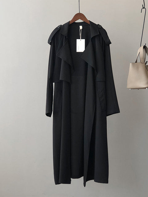 W&W Mode | Eleganter Langer Trenchcoat Bürotasche mit Gürtel
