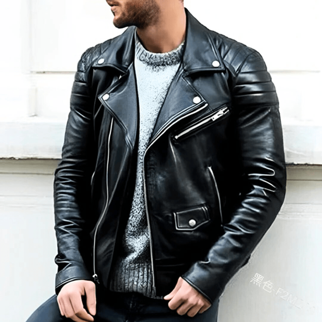 WW | Klassisch Lederjacke Herren Bikerjacke Hochwertiges Leder & Bequem