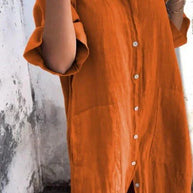 WW | Elegantes Hemdkleid aus Leinen mit Knopfleiste