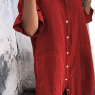 WW | Elegantes Hemdkleid aus Leinen mit Knopfleiste