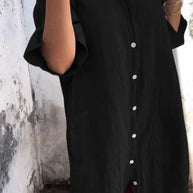WW | Elegantes Hemdkleid aus Leinen mit Knopfleiste