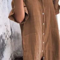 WW | Elegantes Hemdkleid aus Leinen mit Knopfleiste