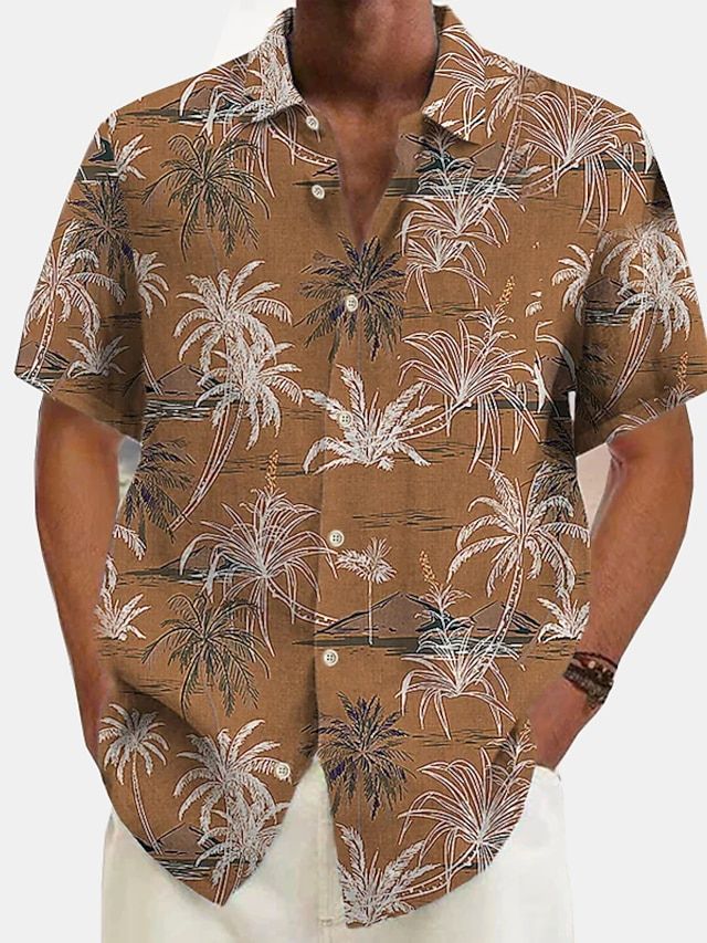 WW | Luftiges Hawaiianisches Leinen Hemd Für Herren