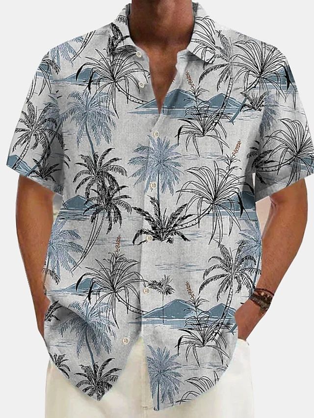 WW | Luftiges Hawaiianisches Leinen Hemd Für Herren