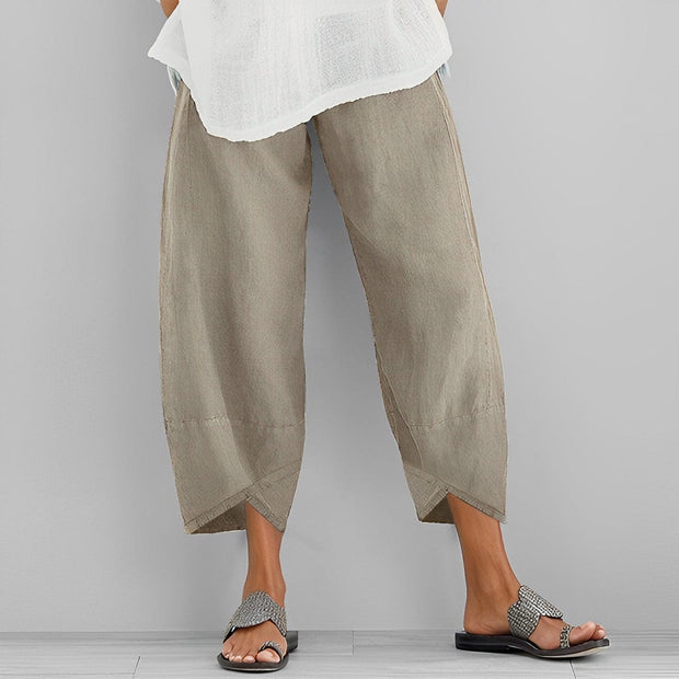 WW | Trendige Weite Asymmetrische Leinenhosen Für Damen