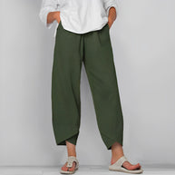 WW | Trendige Weite Asymmetrische Leinenhosen Für Damen