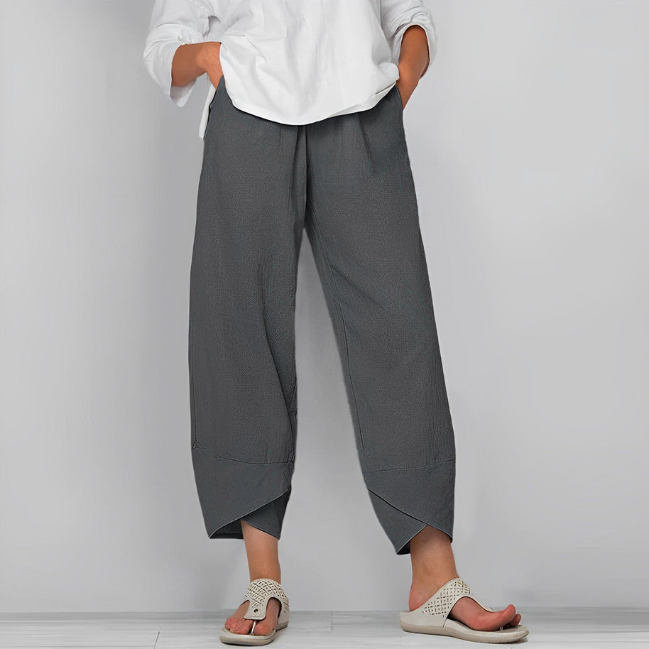 WW | Trendige Weite Asymmetrische Leinenhosen Für Damen