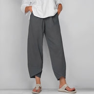 WW | Trendige Weite Asymmetrische Leinenhosen Für Damen