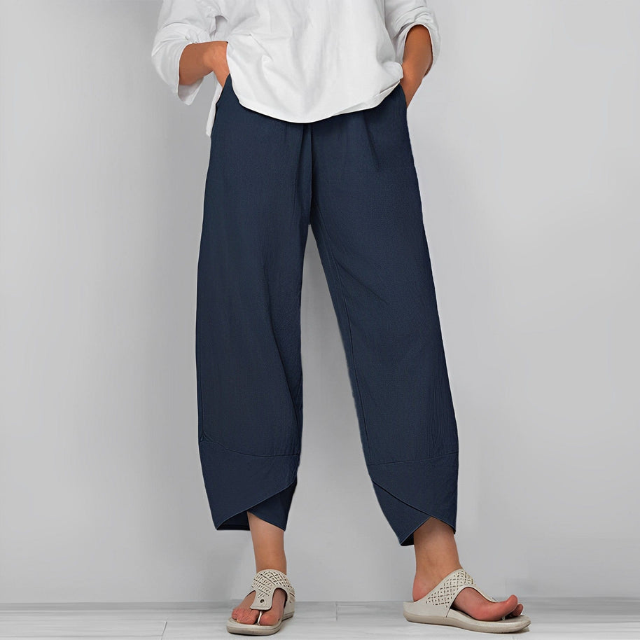 WW | Trendige Weite Asymmetrische Leinenhosen Für Damen