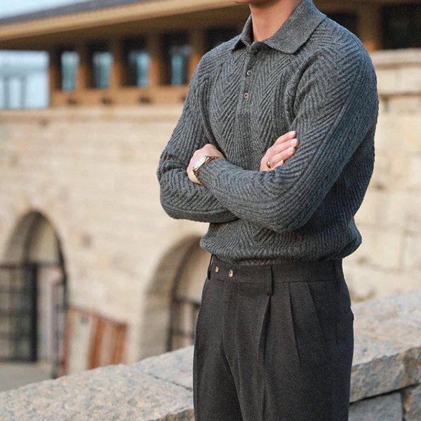 W&W Mode | Strick Pullover für Herren mit Kragen