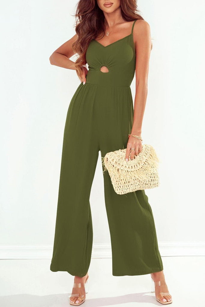 WW | Lucy Smocked Spaghettiträgersweite Bein Jumpsuit, 6 Farben