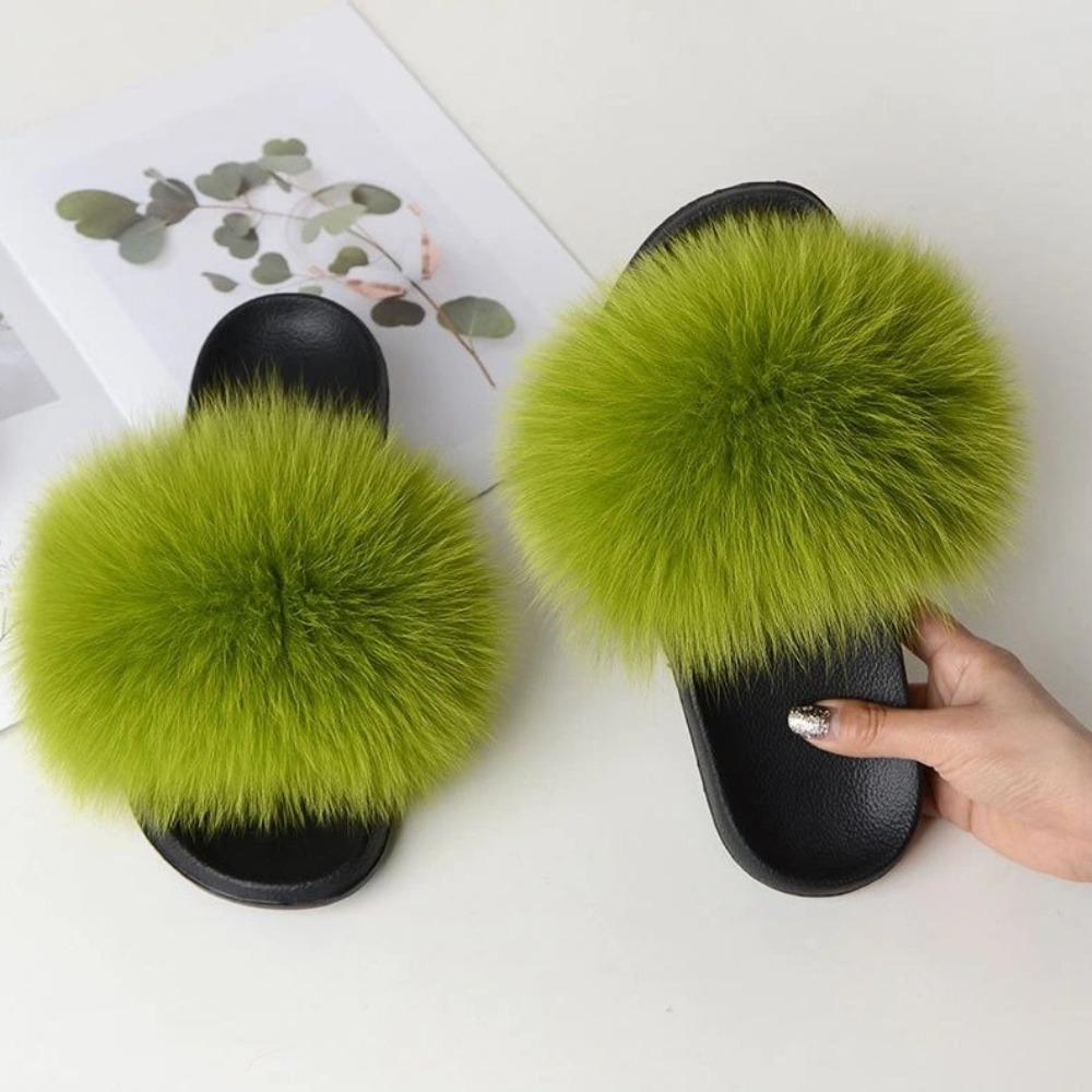 WW | Frauen Luxus Fuchsfell Hausschuhe
