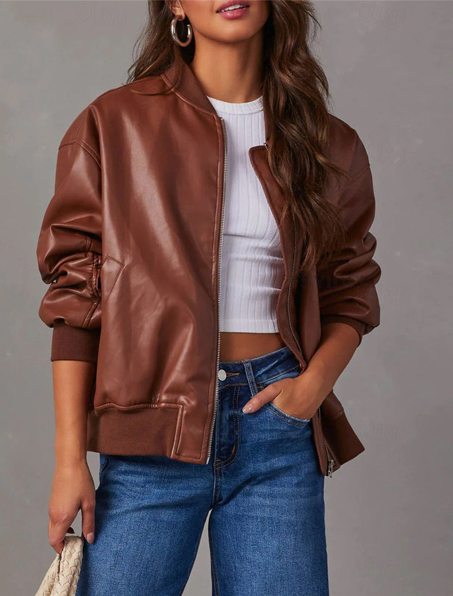 WW | Lockere Lederjacke für Damen