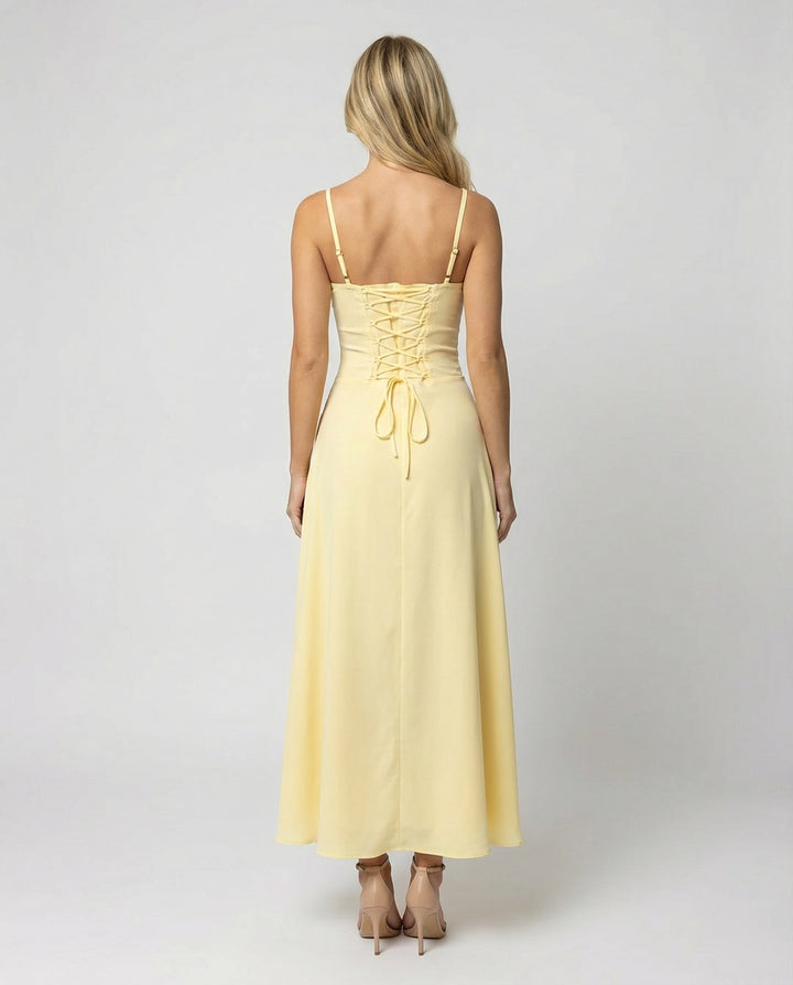 Elegantes Damen-Maxi-Kleid mit Spaghettiträgern für festliche Anlässe | W&W Mode