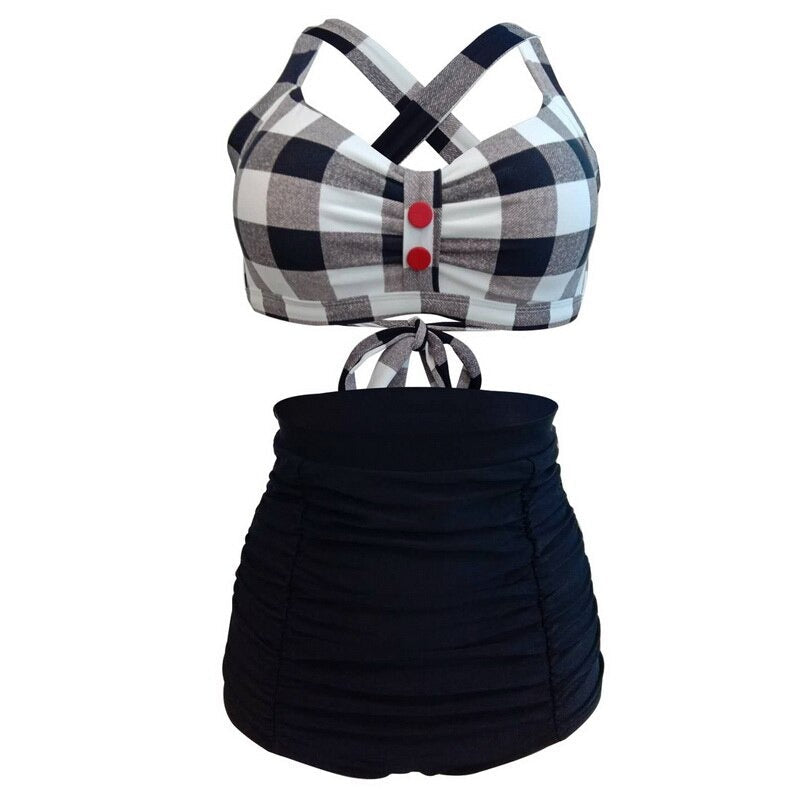 WW | Retro Vichy Schwarz Badeanzug