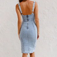 Denim-Kleid mit verstellbaren Trägern