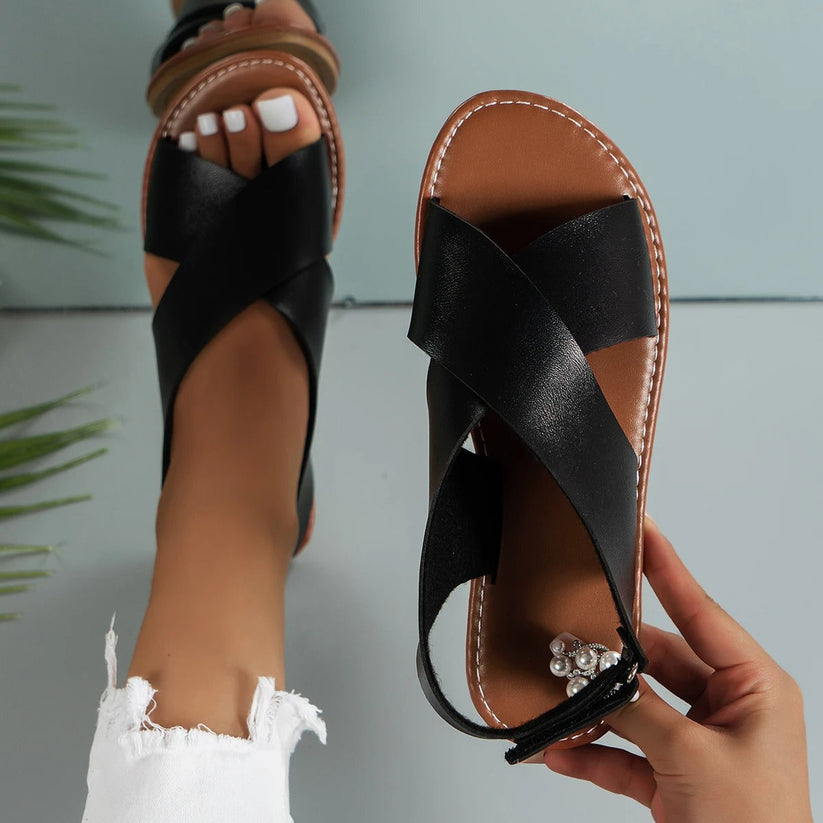 WW | Damen Ledersandalen Mit Schnalle