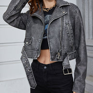 WW | Kurze, verblasste Jeansjacke | Alanaria