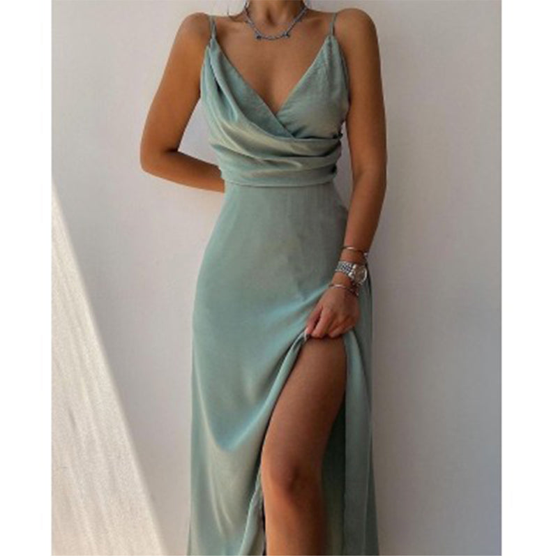 W&W Mode Elegantes V-Ausschnitt Spaghetti Träger Prom Formales Kleid