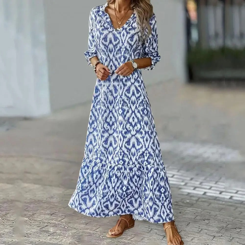 WW | Bohemian Maxikleid mit Ärmeln für Frauen