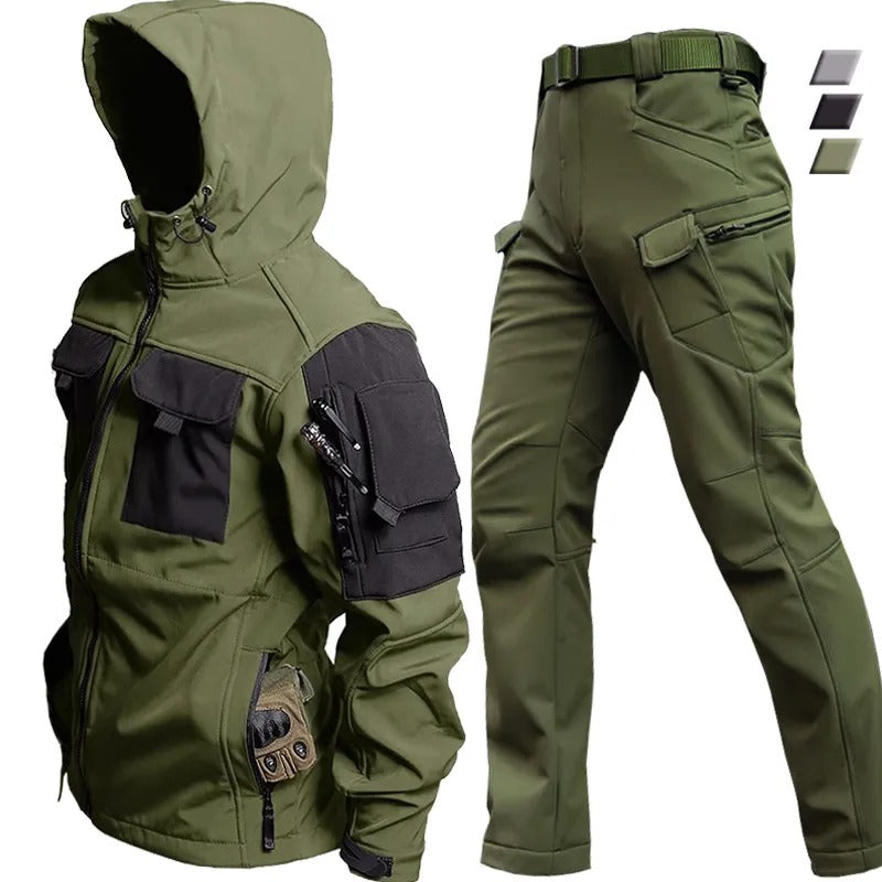 Herren-Outdoor-Set mit Kapuzenjacke und verstärkten Knien
