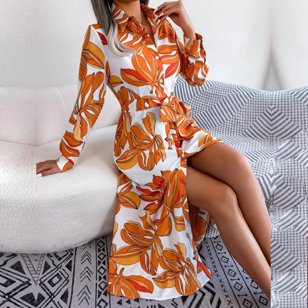 WW | Hemdkleid mit Blumenmuster und Gürtel