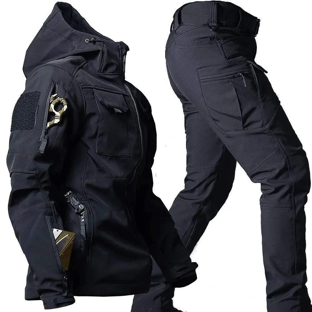 Herren-Outdoor-Set mit Kapuzenjacke und verstärkten Knien