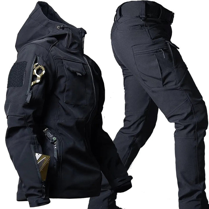 Herren-Outdoor-Set mit Kapuzenjacke und verstärkten Knien