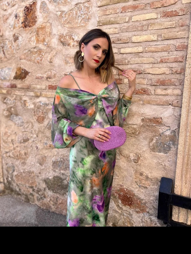WW Kleid | Stilvolles Halo-Dyed Maxikleid mit offenem Rücken für Damen