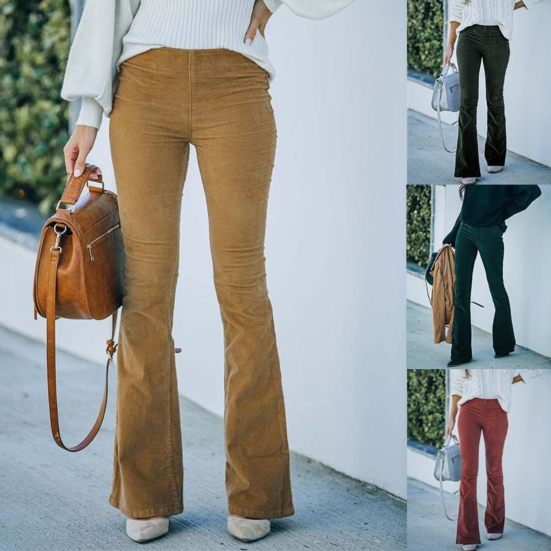 W&W Mode Elastische Taille Lässige Hose Schlanke ausgestellte Hose