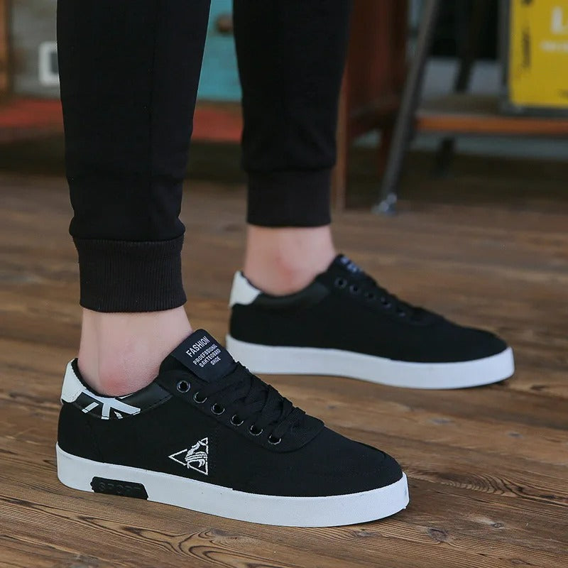 WW | Schwarze Atmungsaktive Herrenschuhe Mit Runden Zehen