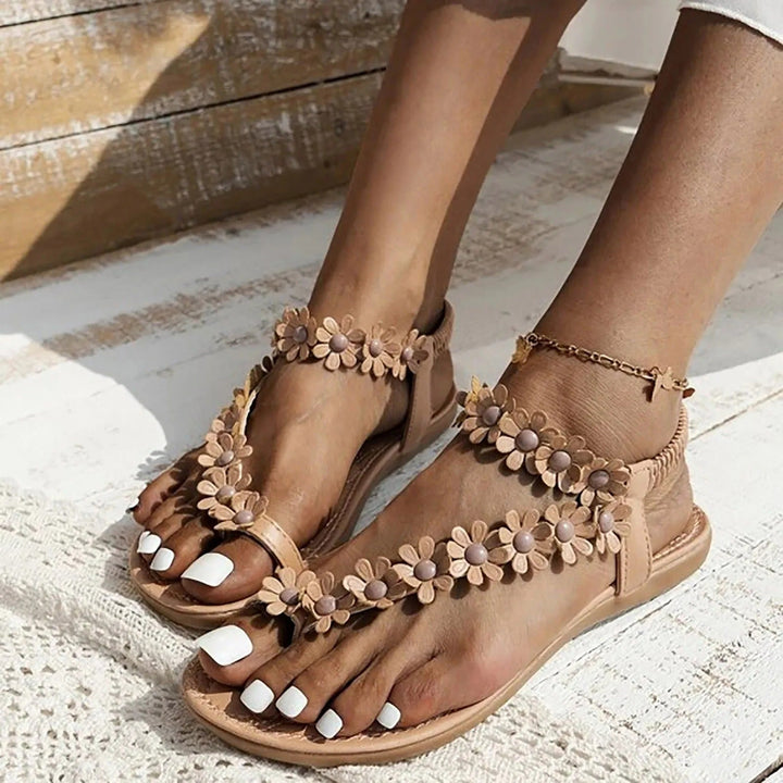 W&W Mode | Flache Sommer Blumen Sandalen
