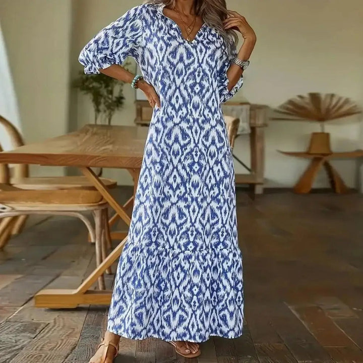 W&W Mode | Bohemian Maxikleid mit Ärmeln für Frauen