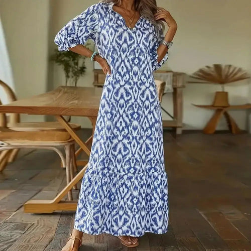 W&W Mode | Bohemian Maxikleid mit Ärmeln für Frauen