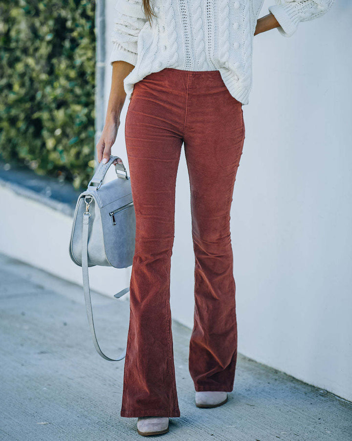 W&W Mode Elastische Taille Lässige Hose Schlanke ausgestellte Hose