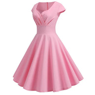 WW | Vintage Sommerkleid mit großem V-Ausschnitt, lockerer Passform und Rüschen