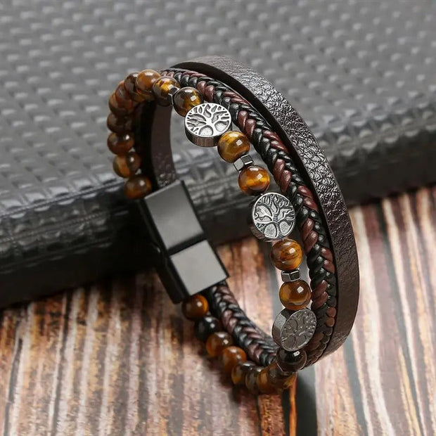 WW | Lederarmband Im Antiken Stil Mit Metallverschluss