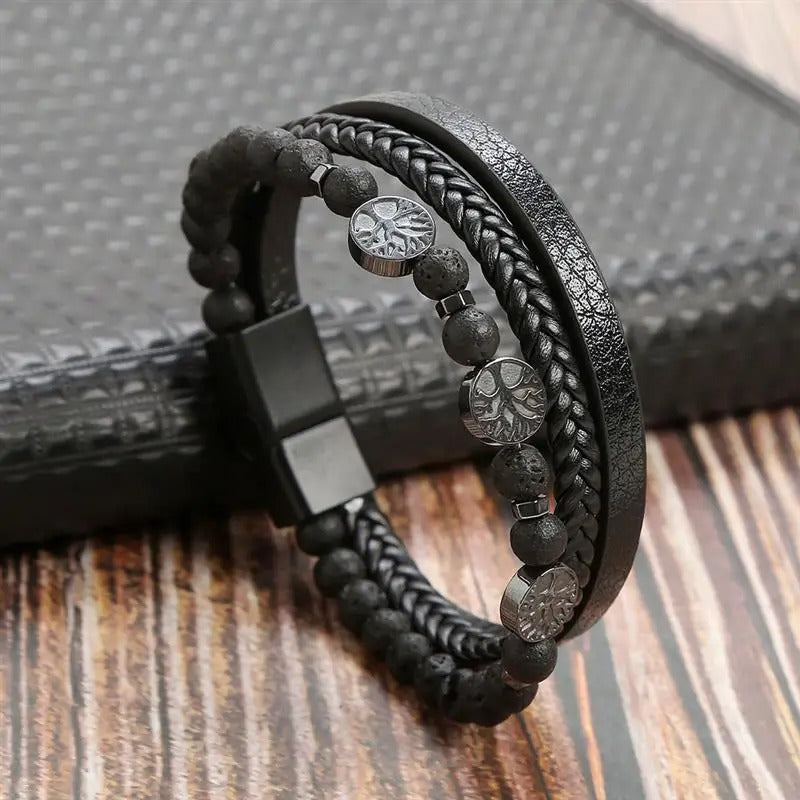 WW | Lederarmband Im Antiken Stil Mit Metallverschluss
