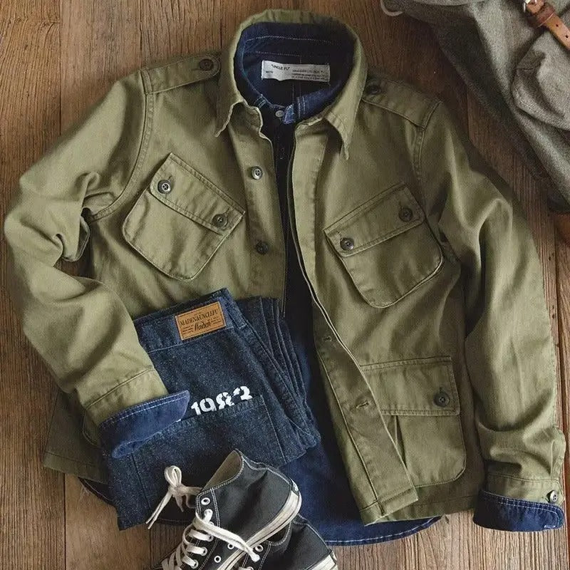 W&W Mode | Lässige Multifunktions Grüne Militärjacke Für Männer