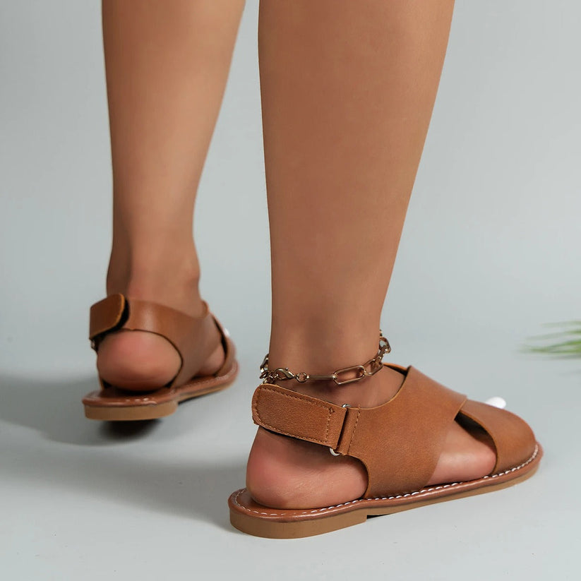WW | Damen Ledersandalen Mit Schnalle