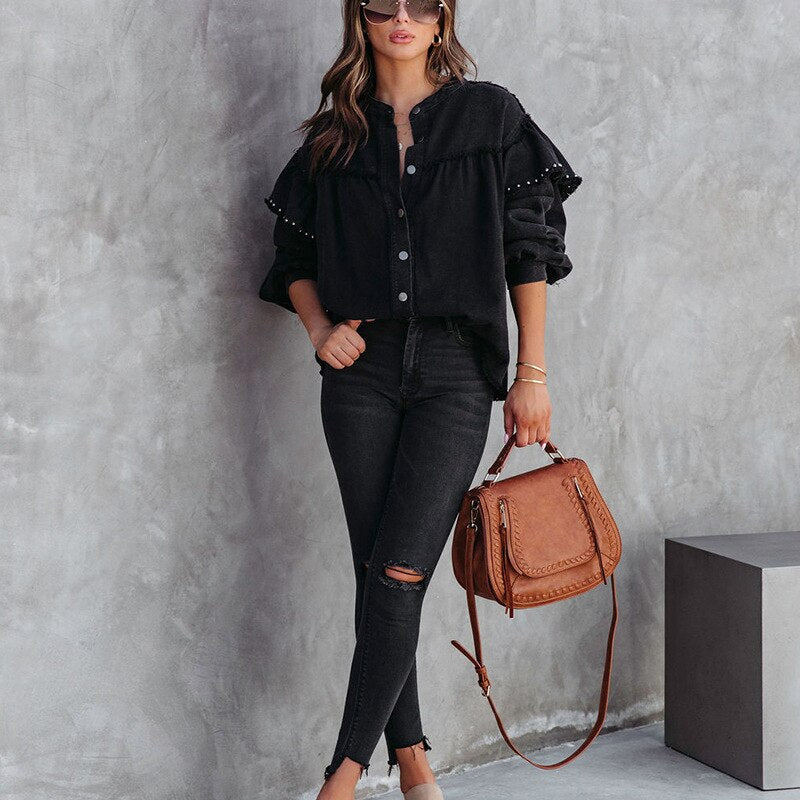W&W Mode Bluse | Trendige feminine Bluse aus farbigem W&W Mode Stoff