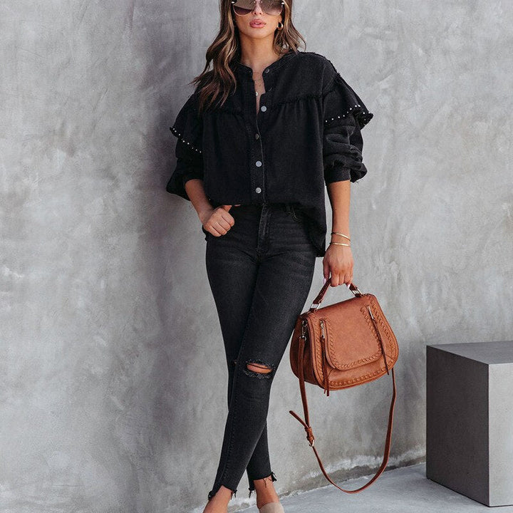 W&W Mode Bluse | Trendige feminine Bluse aus farbigem W&W Mode Stoff