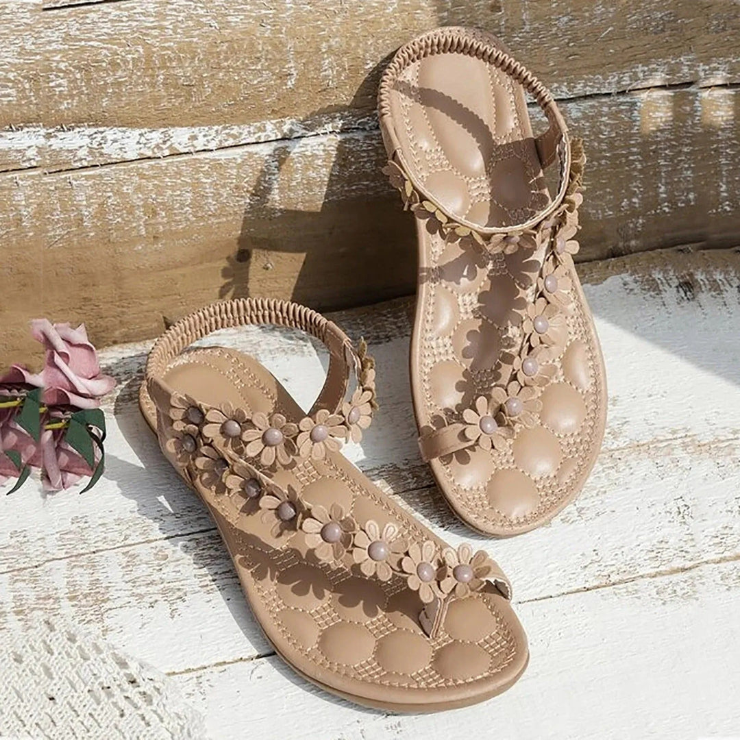 W&W Mode | Flache Sommer Blumen Sandalen